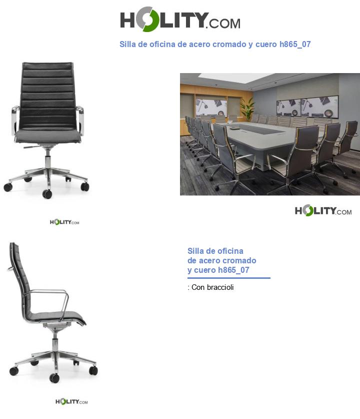Silla de oficina de acero cromado y cuero h865_07