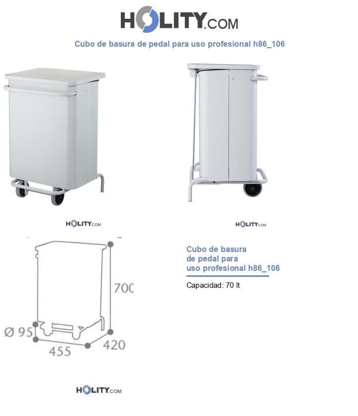 Cubo de basura de pedal para uso profesional h86_106