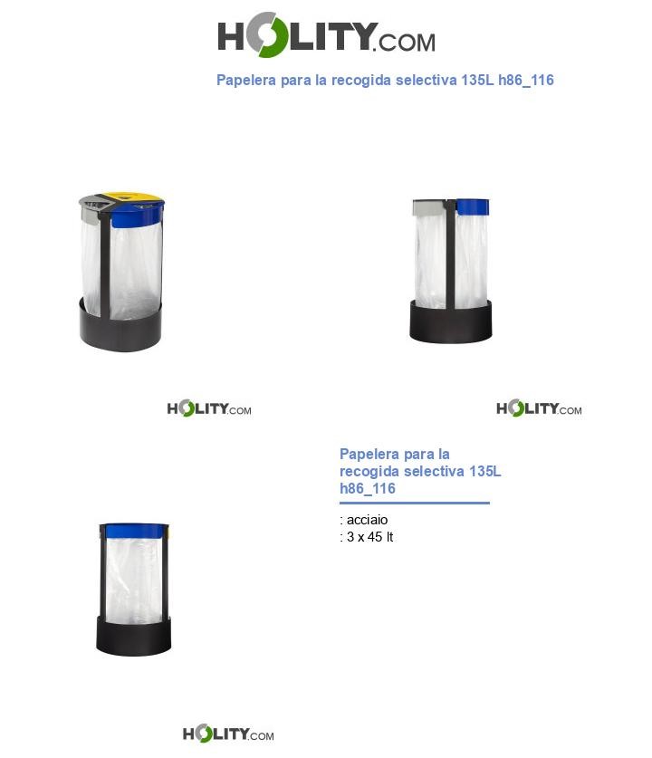 Papelera para la recogida selectiva 135L h86_116