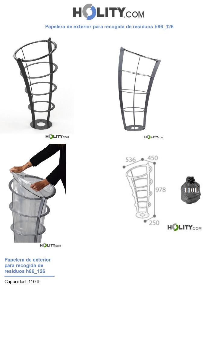 Papelera de exterior para recogida de residuos h86_126