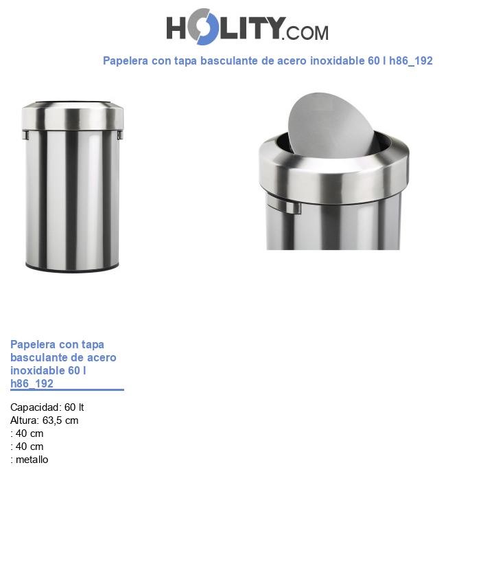 Papelera con tapa basculante de acero inoxidable 60 l h86_192
