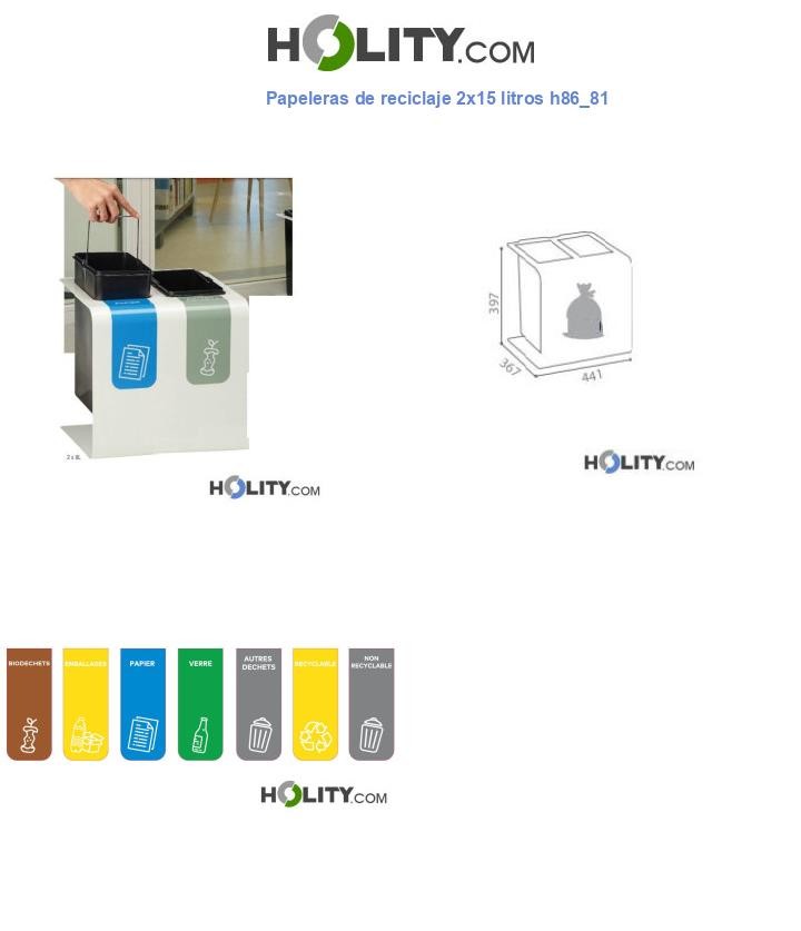 Papeleras de reciclaje 2x15 litros h86_81
