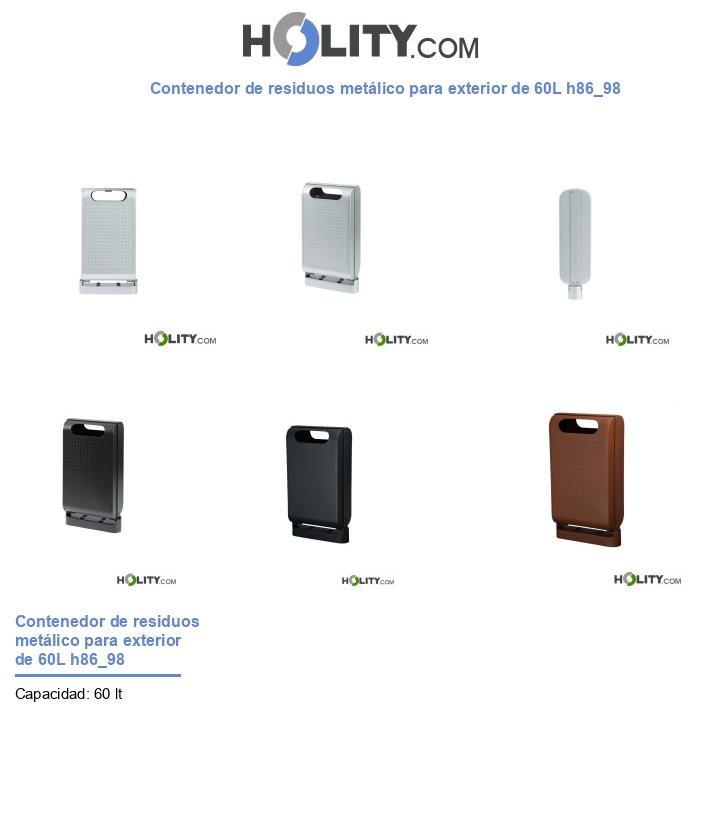 Contenedor de residuos metálico para exterior de 60L h86_98