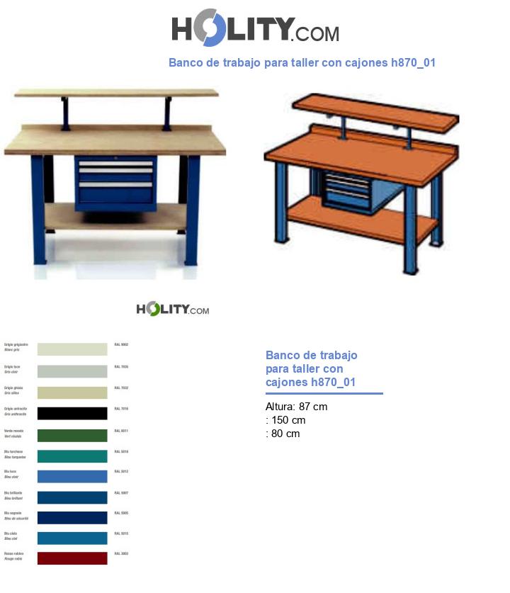 Banco de trabajo para taller con cajones h870_01