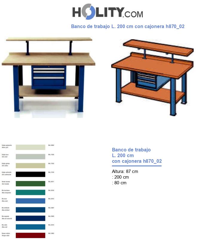 Banco de trabajo L. 200 cm con cajonera h870_02
