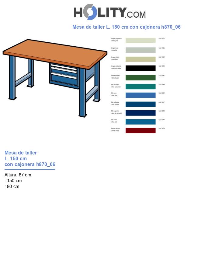 Mesa de taller L. 150 cm con cajonera h870_06