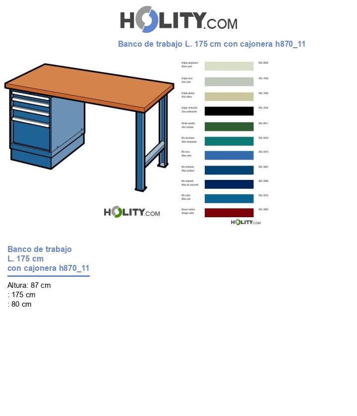 Banco de trabajo L. 175 cm con cajonera h870_11