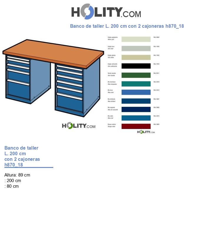 Banco de taller L. 200 cm con 2 cajoneras h870_18