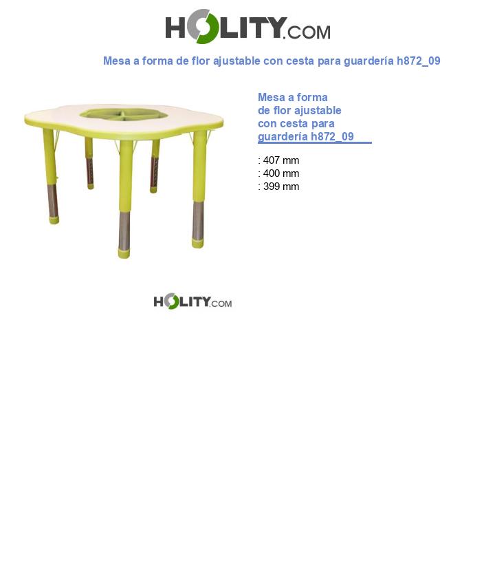 Mesa a forma de flor ajustable con cesta para guardería h872_09