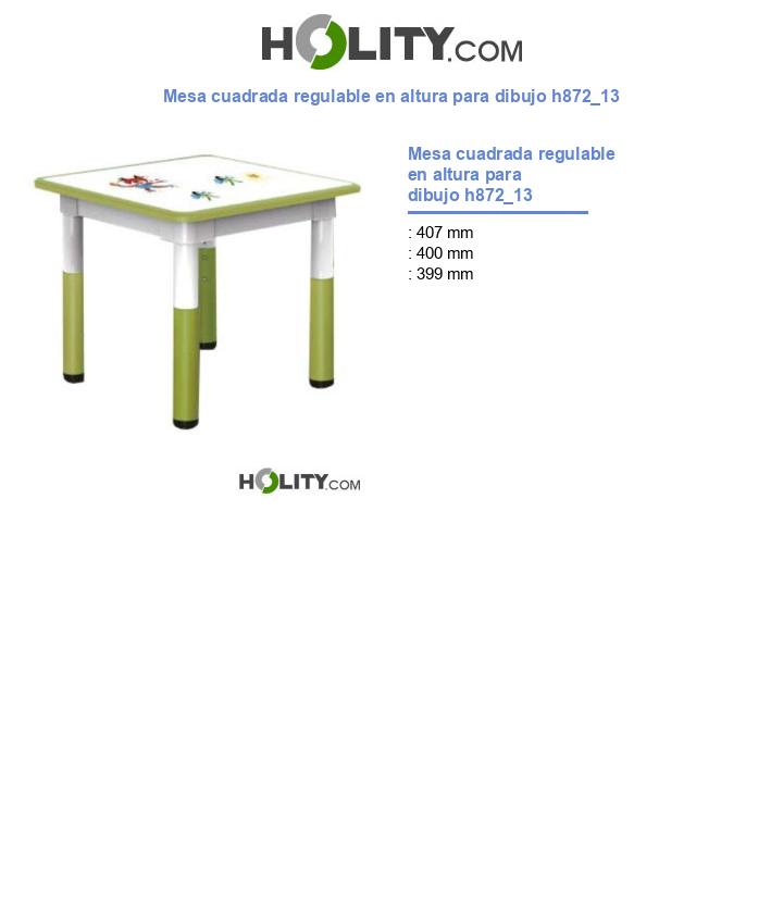 Mesa cuadrada regulable en altura para dibujo h872_13