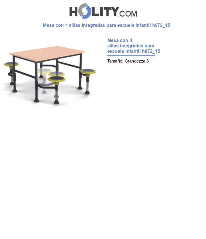 Mesa con 4 sillas integradas para escuela infantil h872_15