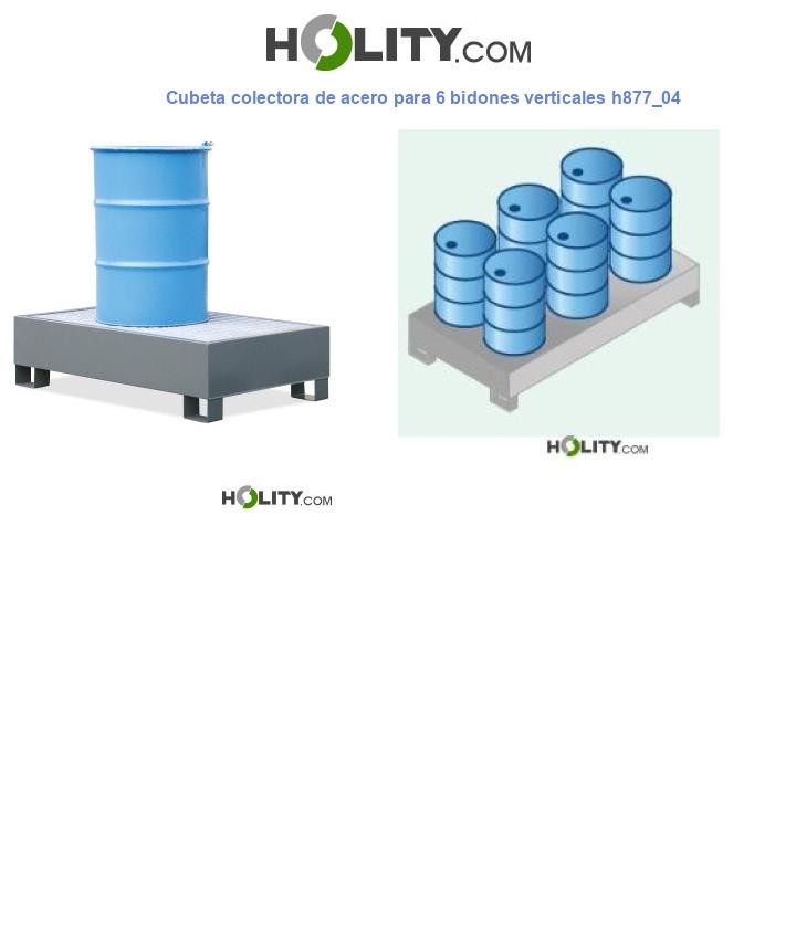 Cubeta colectora de acero para 6 bidones verticales h877_04