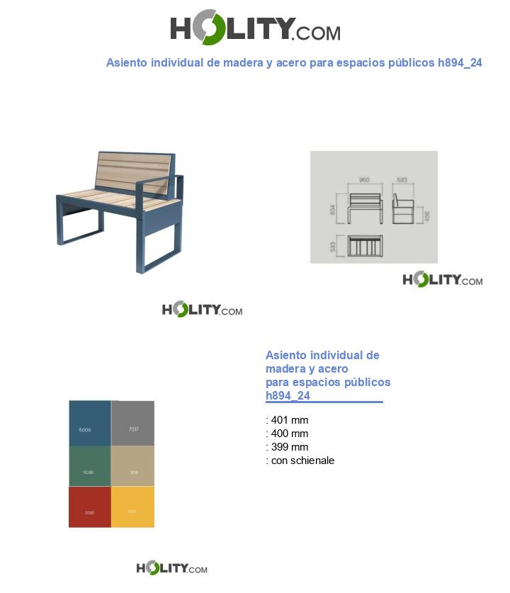 Asiento individual de madera y acero para espacios públicos h894_24