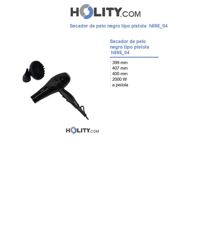 Secador de pelo negro tipo pistola  h898_04