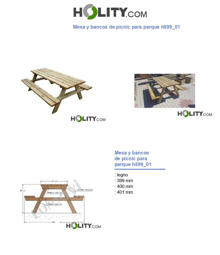 Mesa y bancos de picnic para parque h899_01