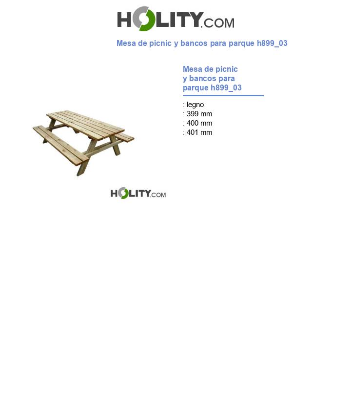 Mesa de picnic y bancos para parque h899_03