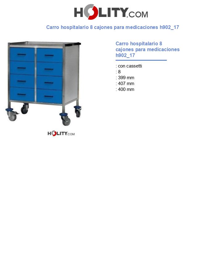 Carro hospitalario 8 cajones para medicaciones h902_17