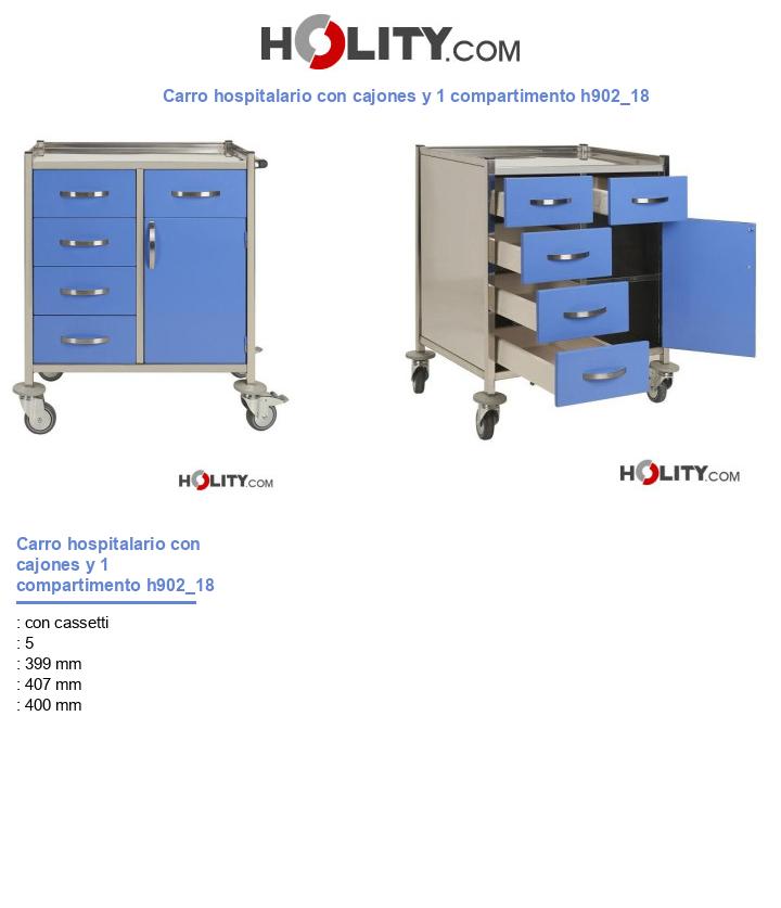 Carro hospitalario con cajones y 1 compartimento h902_18
