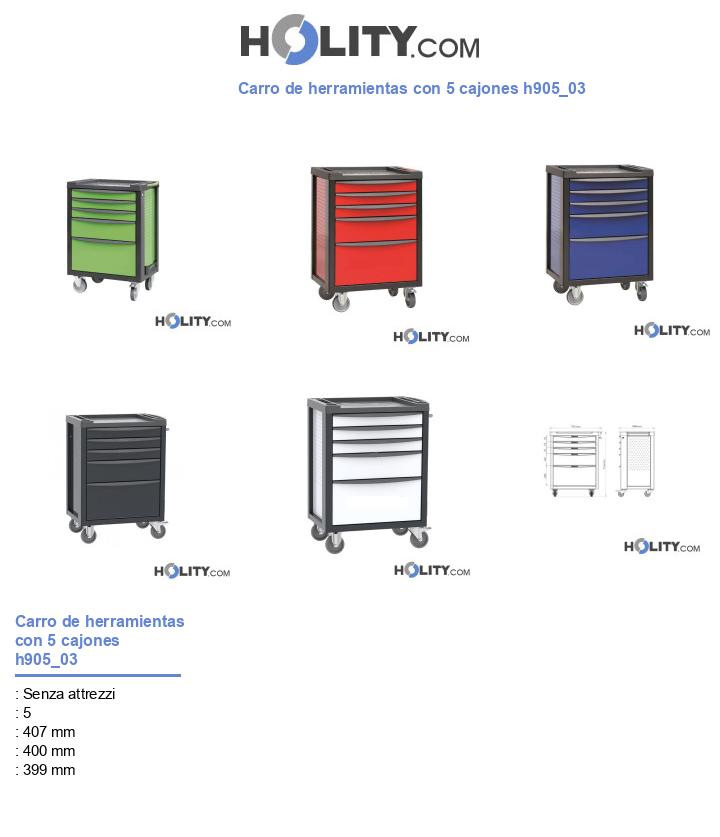 Carro de herramientas con 5 cajones h905_03
