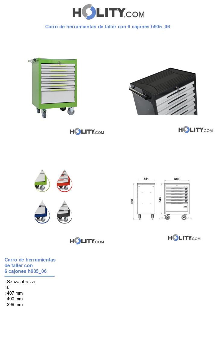 Carro de herramientas de taller con 6 cajones h905_06