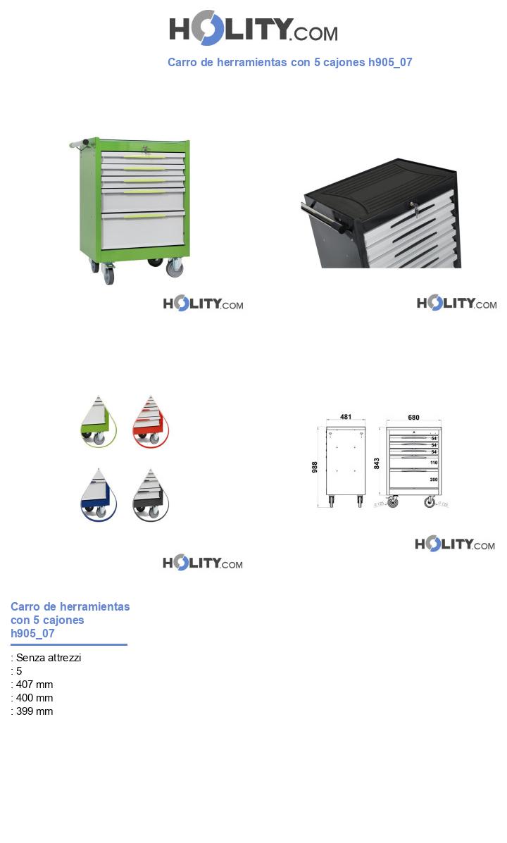 Carro de herramientas con 5 cajones h905_07