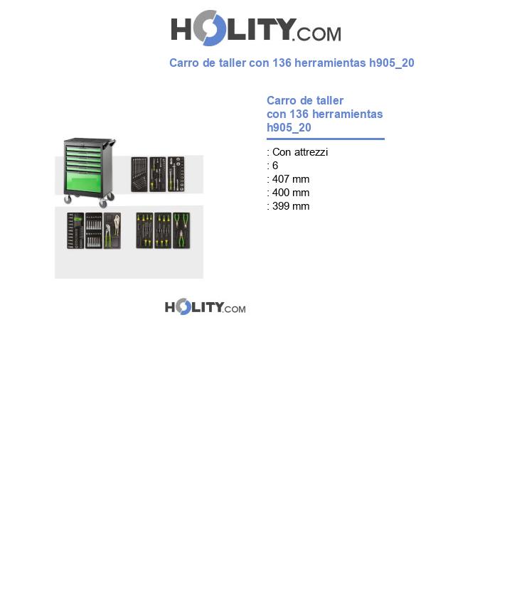 Carro de taller con 136 herramientas h905_20