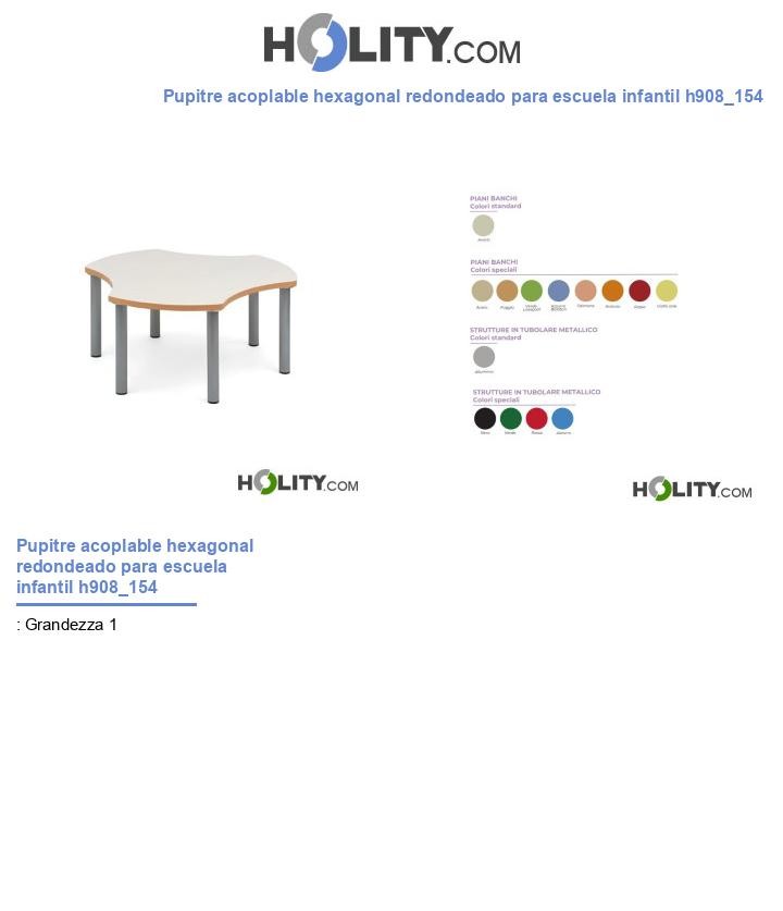 Pupitre acoplable hexagonal redondeado para escuela infantil h908_154