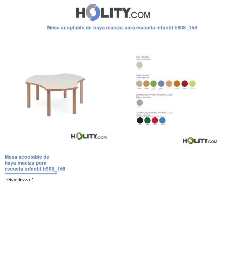 Mesa acoplable de haya maciza para escuela infantil h908_156