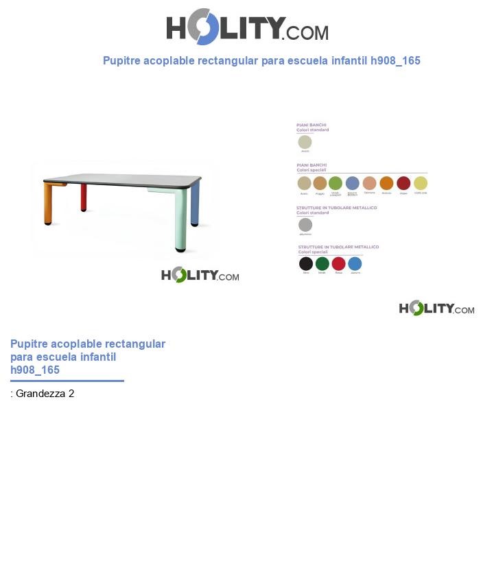 Pupitre acoplable rectangular para escuela infantil h908_165