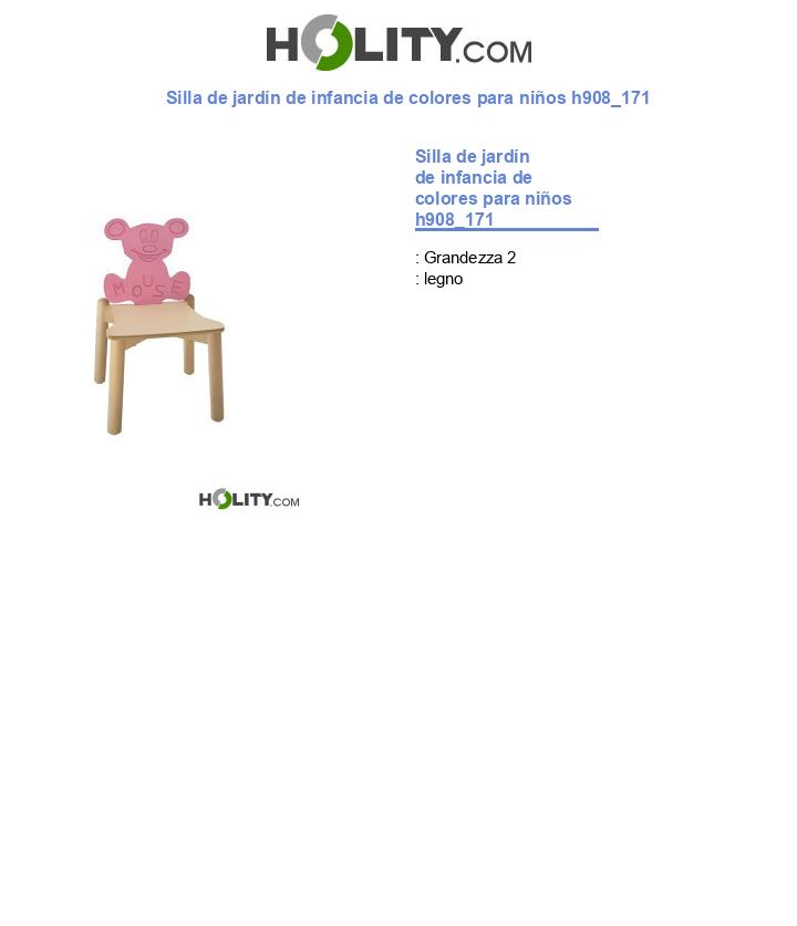 Silla de jardín de infancia de colores para niños h908_171