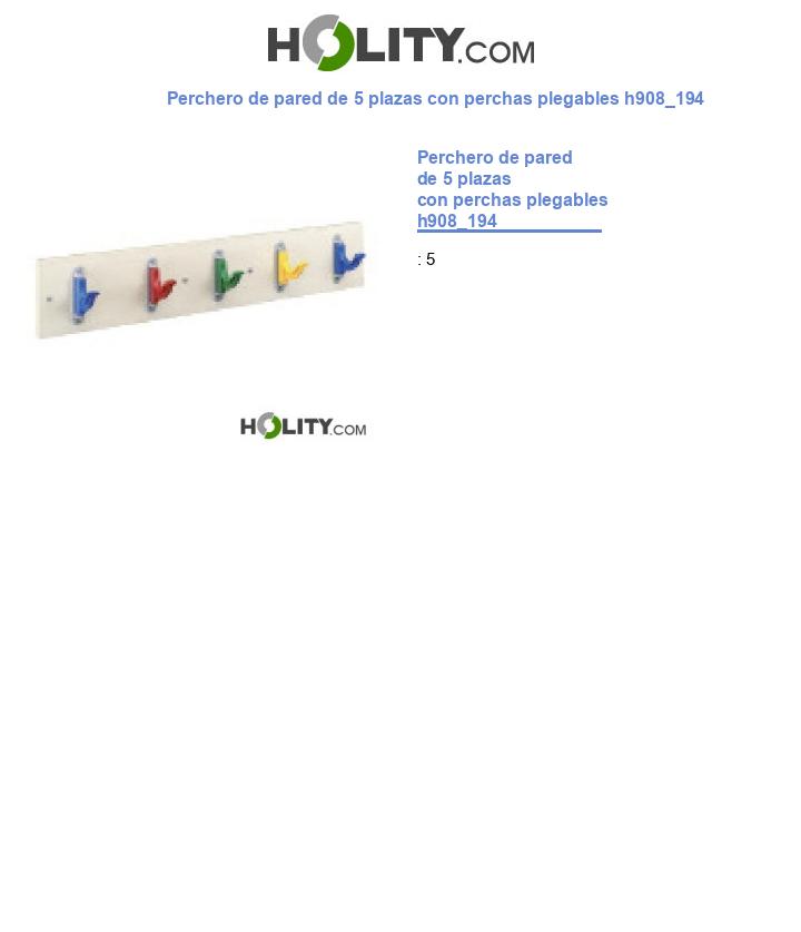 Perchero de pared de 5 plazas con perchas plegables h908_194