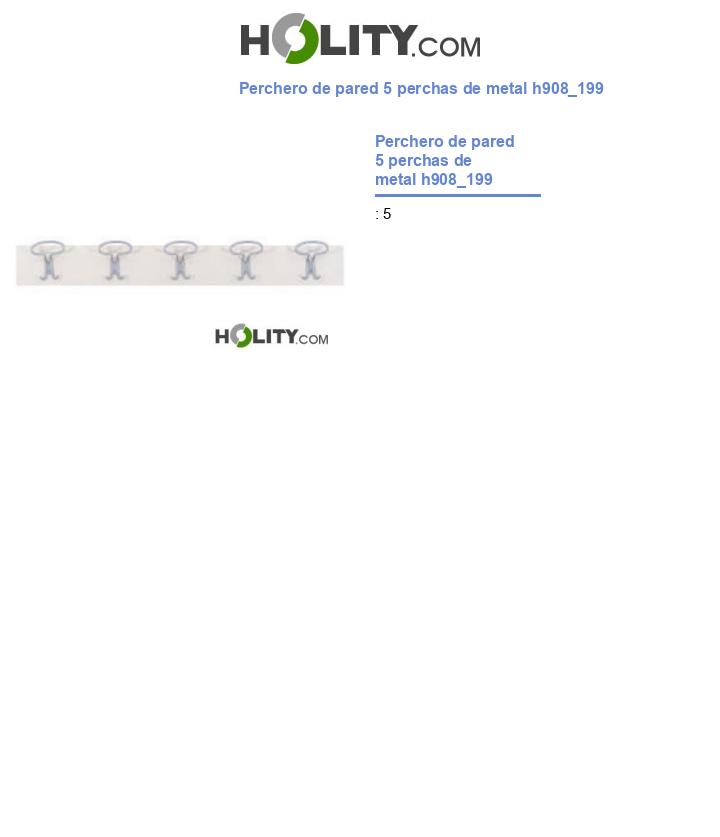 Perchero de pared 5 perchas de metal h908_199