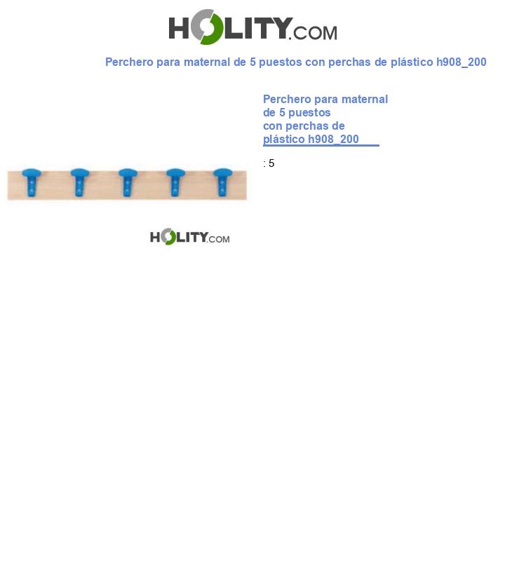 Perchero para maternal de 5 puestos con perchas de plástico h908_200