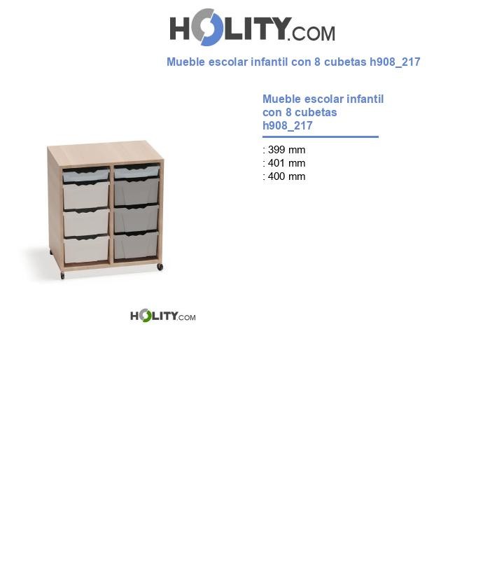 Mueble escolar infantil con 8 cubetas h908_217