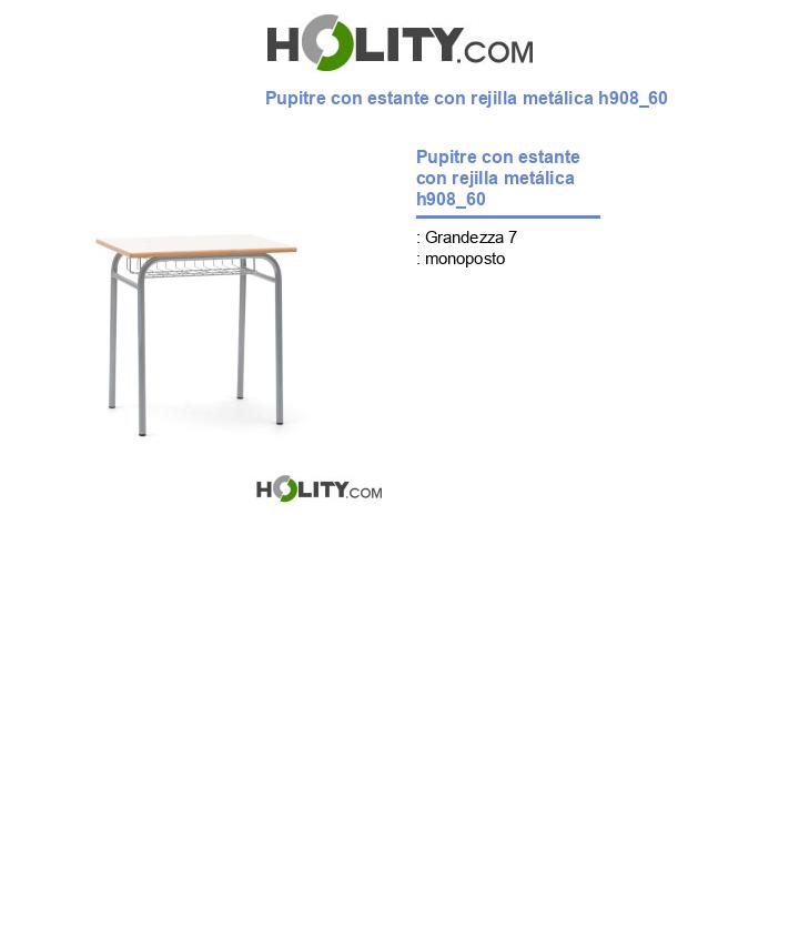 Pupitre con estante con rejilla metálica h908_60