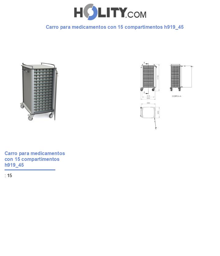 Carro para medicamentos con 15 compartimentos h919_45