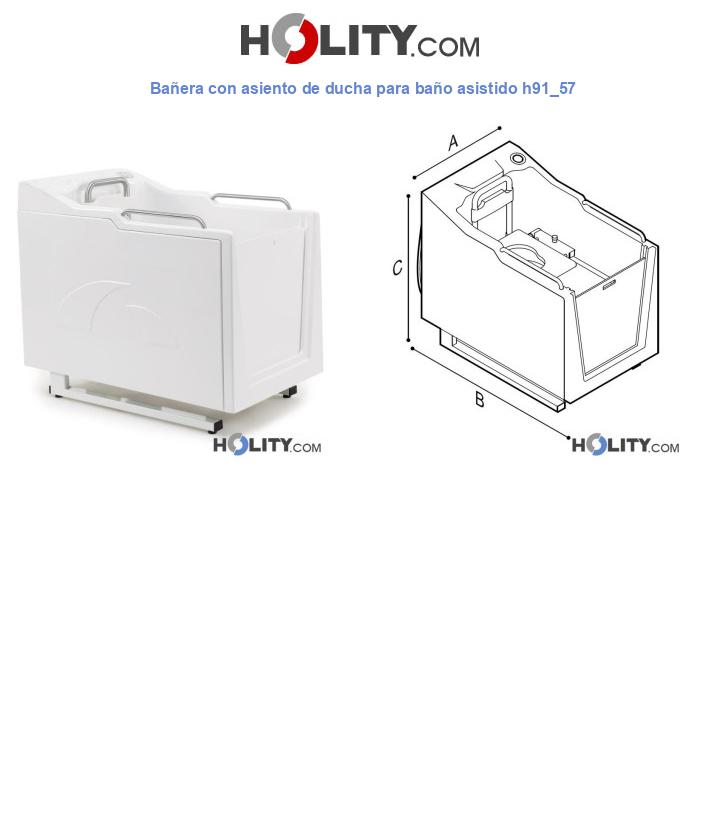Bañera con asiento de ducha para baño asistido h91_57