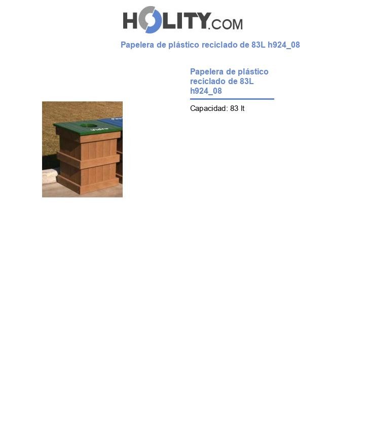 Papelera de plástico reciclado de 83L h924_08