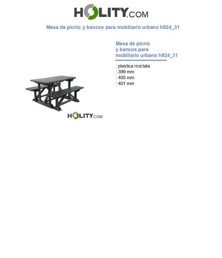 Mesa de picnic y bancos para mobiliario urbano h924_31