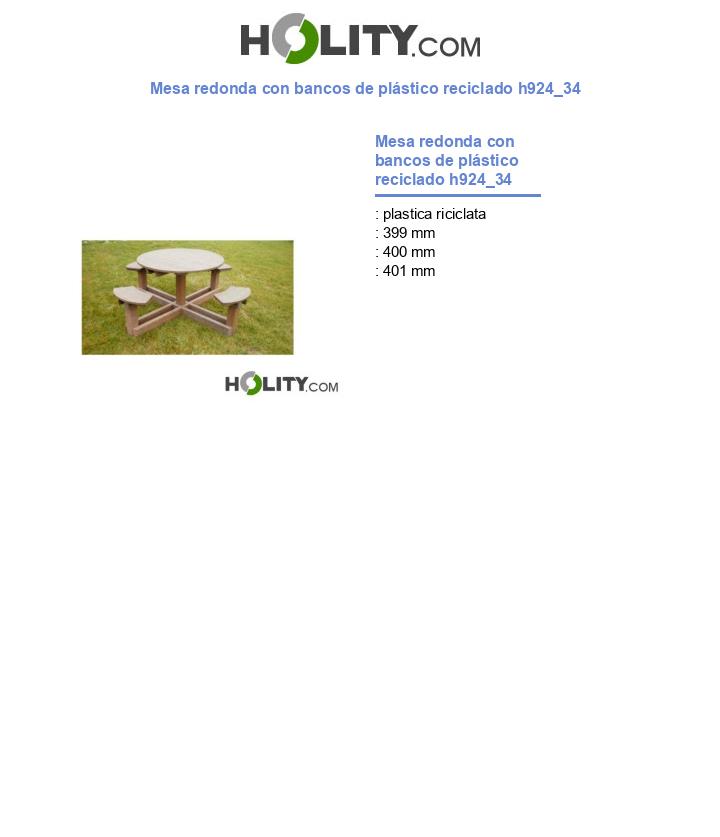 Mesa redonda con bancos de plástico reciclado h924_34