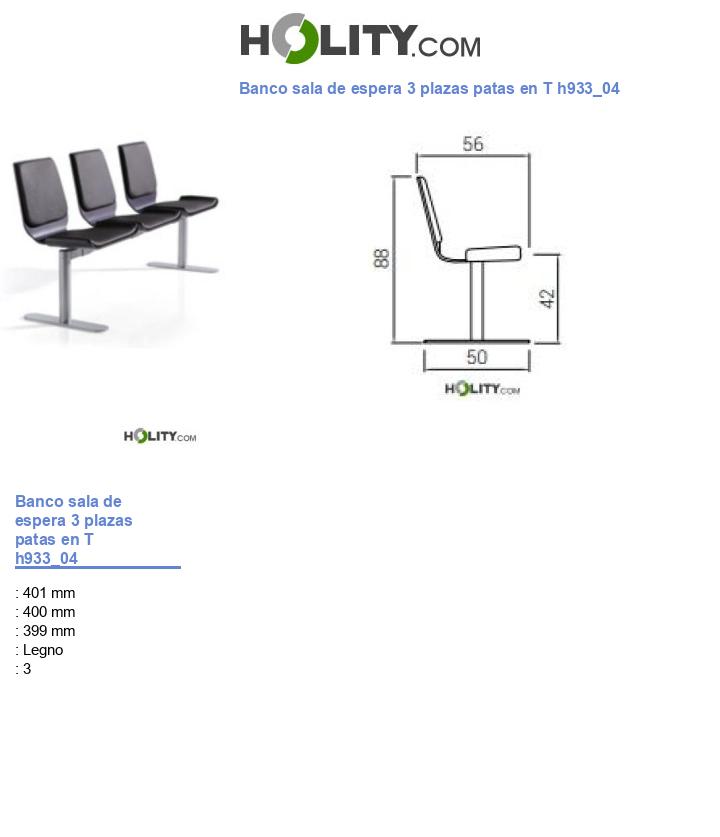 Banco sala de espera 3 plazas patas en T h933_04