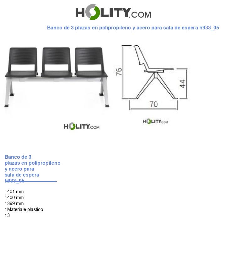 Banco de 3 plazas en polipropileno y acero para sala de espera h933_05