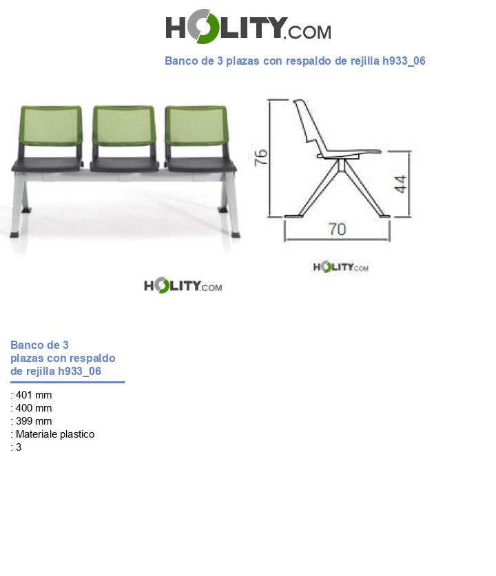 Banco de 3 plazas con respaldo de rejilla h933_06