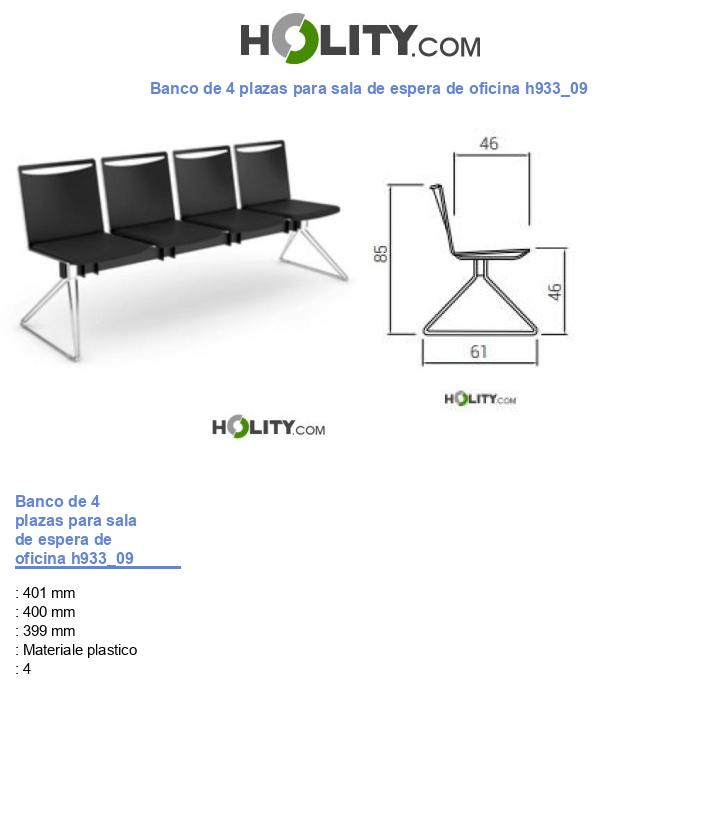 Banco de 4 plazas para sala de espera de oficina h933_09