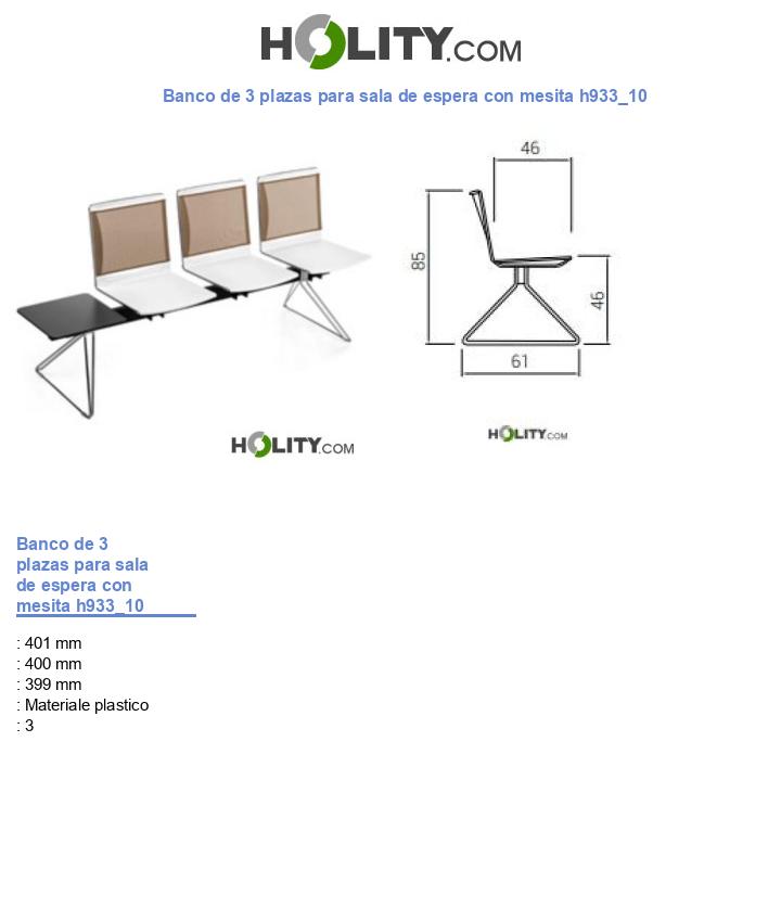 Banco de 3 plazas para sala de espera con mesita h933_10