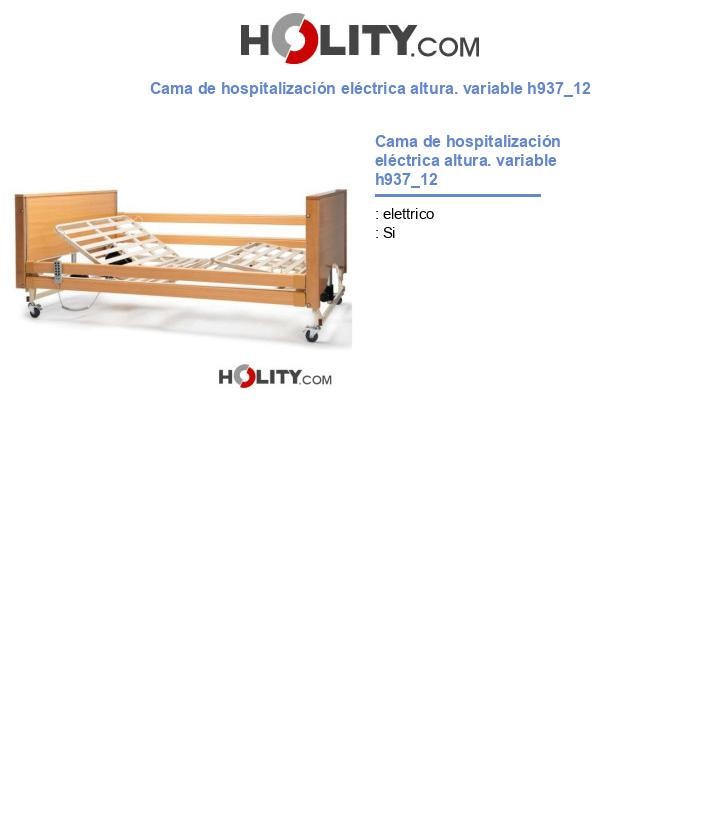 Cama de hospitalización eléctrica altura. variable h937_12