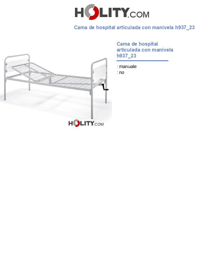 Cama de hospital articulada con manivela h937_23