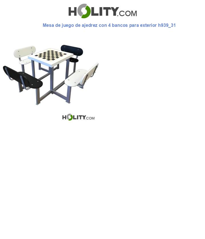 Mesa de juego de ajedrez con 4 bancos para exterior h939_31