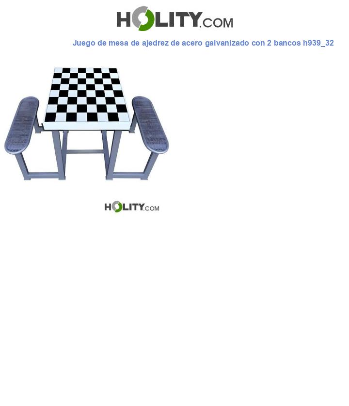 Juego de mesa de ajedrez de acero galvanizado con 2 bancos h939_32
