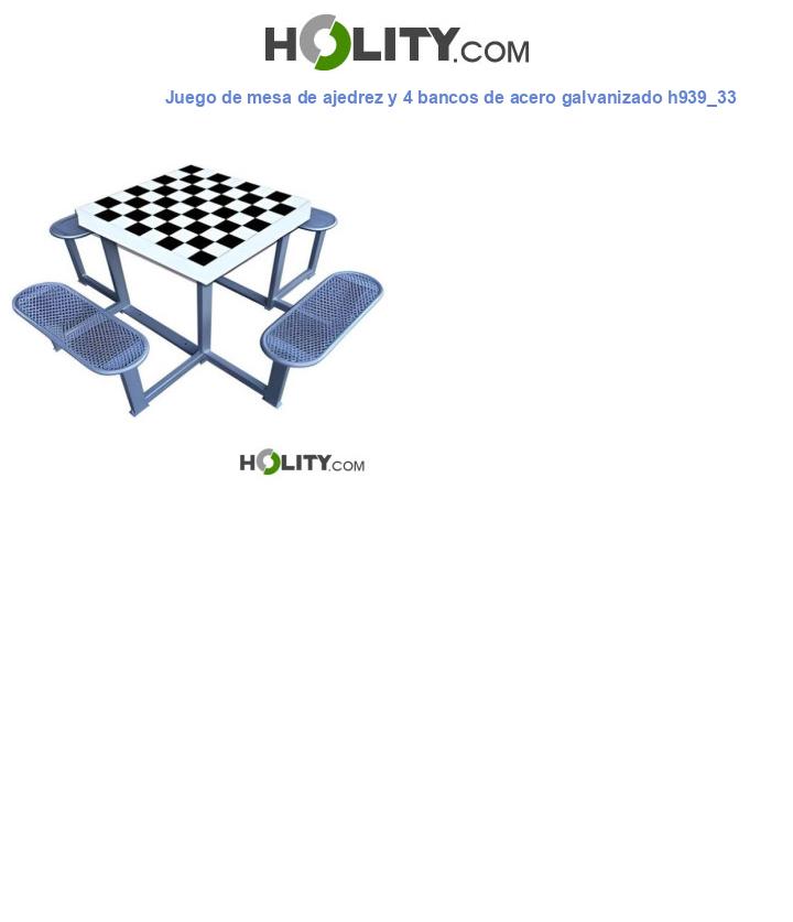 Juego de mesa de ajedrez y 4 bancos de acero galvanizado h939_33